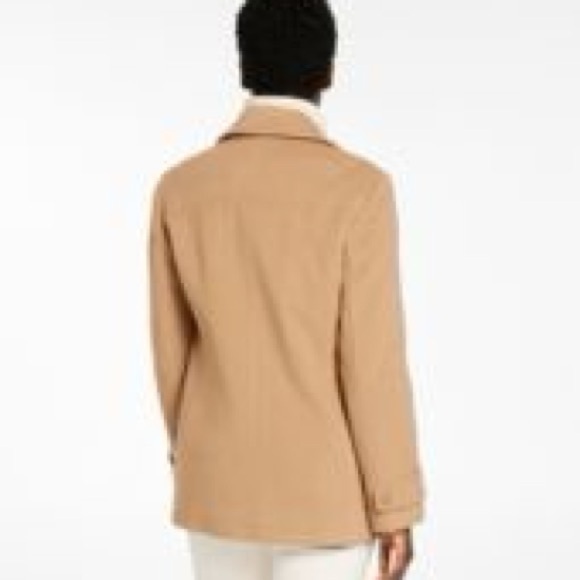 L.L. Bean Camel Wool Peacoat Double Breasted Anchor Button Coat - Picture 6 of 11